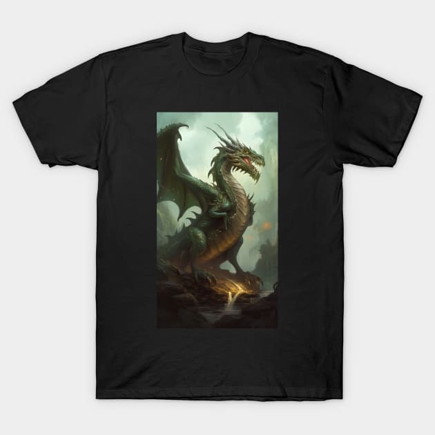 Ancient Green Dragon T-Shirt by natural-20s